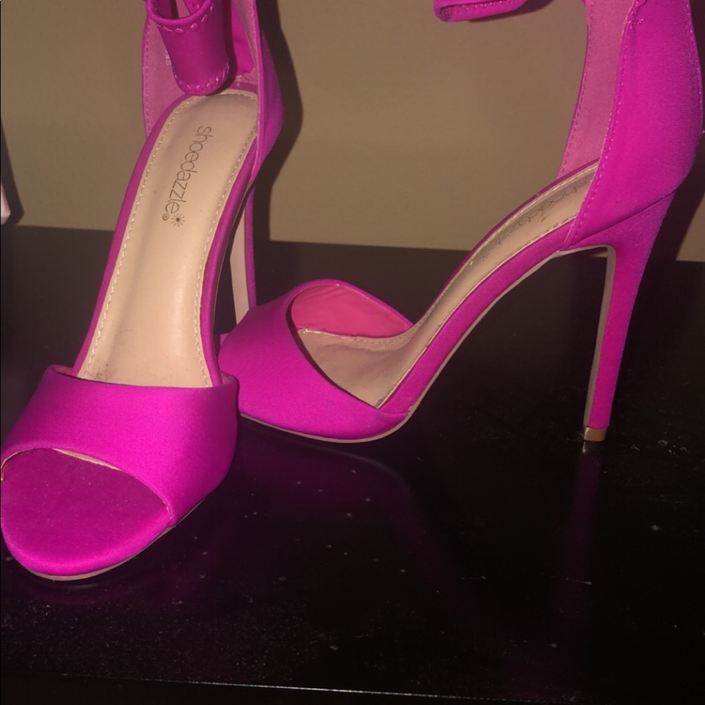 Strappy hot pink high heels